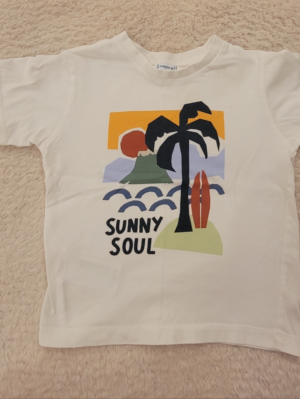 Mayoral All White Tee Sunny Soul Graphic 5T